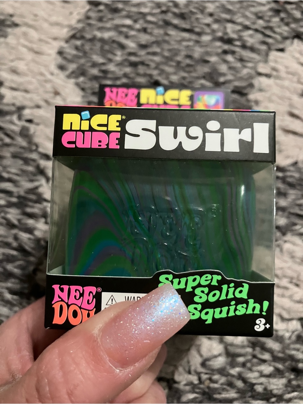 Needoh - Nice Cube Swirl Super Solid Squish - Green & Purple Swirl